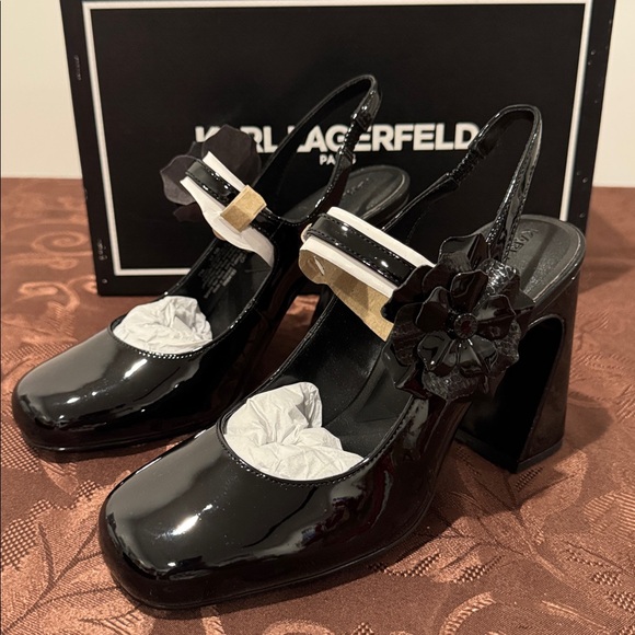 Karl Lagerfeld Elegant Black Slingback Heels. Ladies Size 7 - Picture 6 of 15